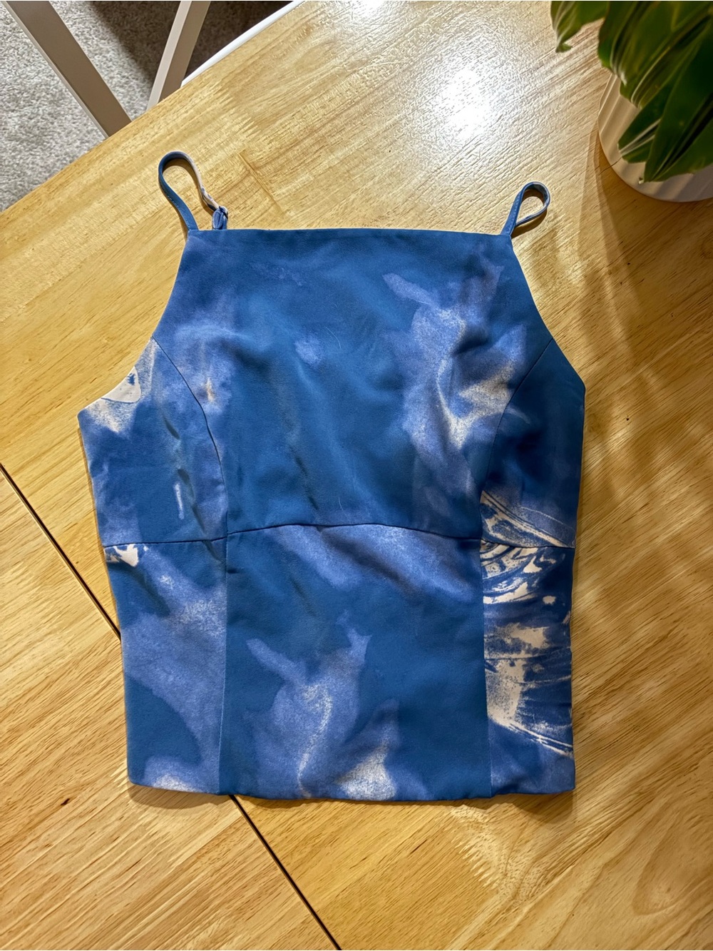NWOT Blue Tie-Dye Square-Neck Tank Top with Corset Back Size S Urban Outfitters